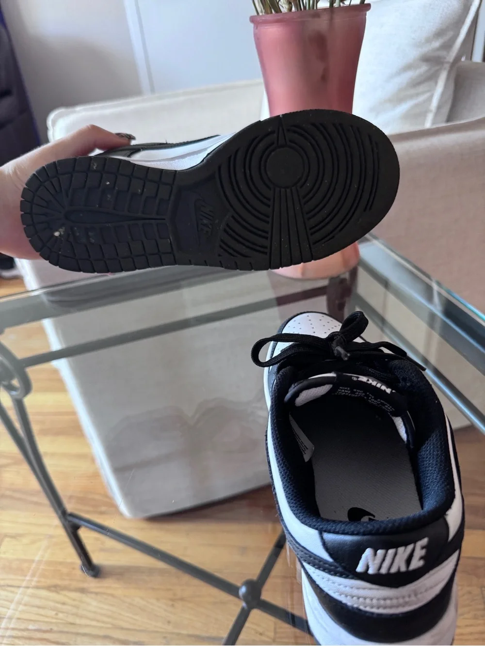 Nike Black & White Low Dunks Size 6.5.